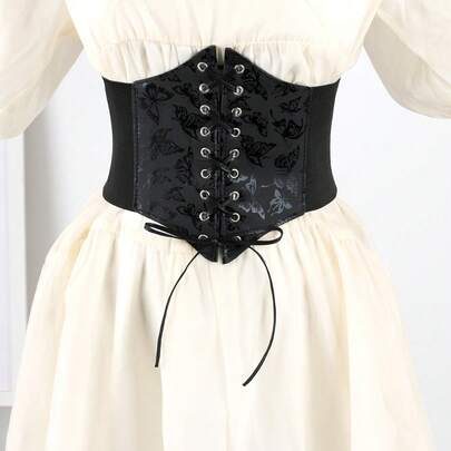 1 pieza Cinturón de cintura de cuero PU con diseño de mariposa, de alta elasticidad, accesorio de moda para vestidos y camisas
