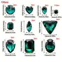 130 piezas de Rhinestones transparentes, Rhinestones de garra de metal mixto, Adecuado para joyería, ropa, accesorios, zapatos, vestidos, prendas de vestir - Kong - Ver 2