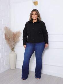 Women's Casual Jacket, Wool-Type Fabric, Pockets, Buttons On The Front, Suitable For Everyday Cold Weather. - Black - View 3