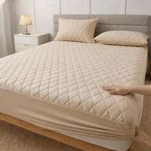 Waterproof Quilted Mattress Protector Cover With Elastic – Single, Double, Queen And King – Pillowcases Not Included - Beige - View 2