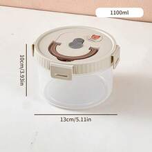 1100ML Round Transparent Plastic Lunch Box, Sealed Leak Proof Bento Box, Portable Fruit Salad Container, Microwave Heated Food Storage Container, Large Capacity Refrigerator Fruit Vegetable Preservation Box, Suitable For Students & Adults To Use At School, Office, Travel, Camping, Picnic, Back To School - Multicolor - View 12