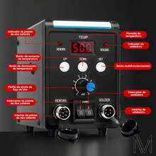 Estación De Soldadura Unicorn 2 En 1 Lcd, Pistola Y Cautín 7 Color Negro - Tipo de Enchufe A USA (110-127V) - Ver 6