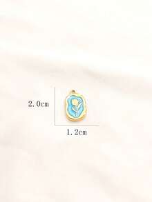 1件波西米亚风郁金香图案不锈钢镀层吊坠，适合日常佩戴、节日、约会、送礼 - 彩色 - 查看 3