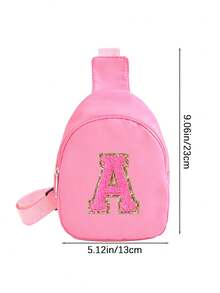 2 Peças Conjunto de Chapéu Balde Rosa com Letra 26 e Bolsa de Peito para Meninas, Alça Ajustável, Versátil, Adequado para Uso Externo, Praia, Pesca, Piquenique - Rosa chiclete - Visão 4
