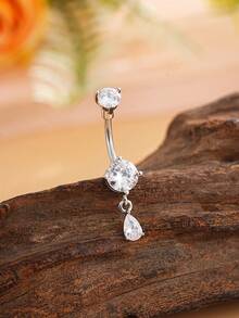 1 chiếc khuyên rốn hình giọt nước dễ thương với 3 chấu đính đá Zirconia lấp lánh, trang sức xỏ rốn cho nữ, thích hợp đeo hàng ngày. - Sừng hươu giọt nước nhỏ - Xem 3