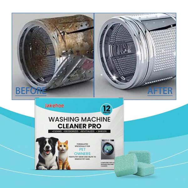 jakehoe Washing Machine Cleaning Tablets - Efficient Cleaning Remove Inner Wall Dirt Fights Pet Odor And Remove Pet Hair Safety And Environmentallys Friendlys Fresh Scent Suitable For All Types Of Washing Machines Easy To Use