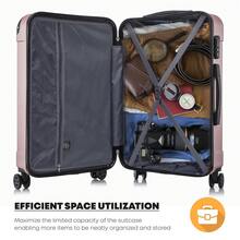 YONSLY 2‑Piece Suitcase Set 16/20 Inches With Combination Lock 4 Wheels 360° Double Zipper Mesh Pocket Rubber Handle Trolley Carry‑On - Rose Gold - View 8