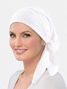 1件装女士加厚褶皱系带发带帽，发箍，可调节头巾，适合日常使用 - 彩色 - 查看 8
