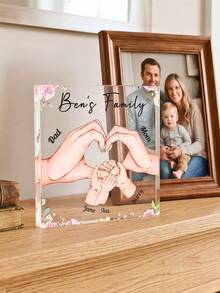 Tấm bảng vuông bằng acrylic khắc tên theo yêu cầu, hình ảnh gia đình nắm tay nhau, món quà lưu niệm độc đáo dành tặng mẹ, bố, bà, ông, quà tặng nhân Ngày của Mẹ, Ngày của Cha, sinh nhật, kỷ niệm. - Nhiều màu - Xem 10