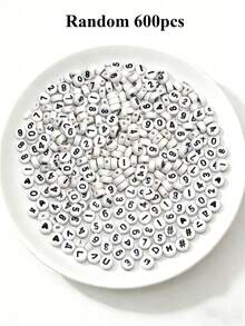 600/300/150颗鲜艳亚克力字母珠，4x7毫米扁平圆形字母吊坠，适用于DIY珠宝、手链、项链和工艺品 - 彩色 - 查看 14