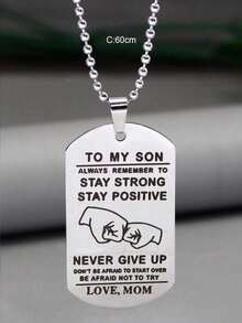 1pc Unique Stainless Steel Silver Pendant Necklace Parent-Child Bonding Gift Mom To Son - Silver-1 - View 4
