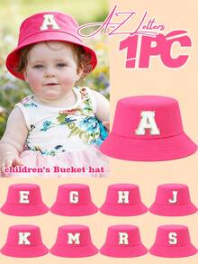 1 chiếc mũ chống nắng mùa xuân/hè cho trẻ em, mũ tai bèo chữ A-Z đính sequin màu hồng cánh sen dễ thương cho bé gái, thích hợp làm quà tặng. - Màu Hồng Tươi - Xem 1