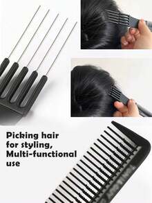 1pc/4pcs Professional Black Comb Set - Fine-Tooth Styling Comb, Grooming Comb For Hair Styling - Unisex High-Quality Comb - Parting, Highlighting And Shaping - Multicolor - View 6