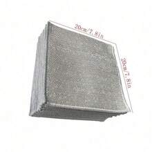 4/10/12/20/30/50/100片装银色网状金属丝清洁布，耐用不锈钢材质，20*20厘米方形，不刮伤，可去除污渍，适用于厨房洗碗和锅具清洁，家用。 - 彩色 - 查看 3