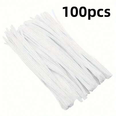 100pcs Pipe Chenille Rod, White Chenille Rod, Pipe Cleaner For Pipe Cleaner, Hair Root Twist Rod DIY Project, Beginner Creative Crafts, Christmas Decoration