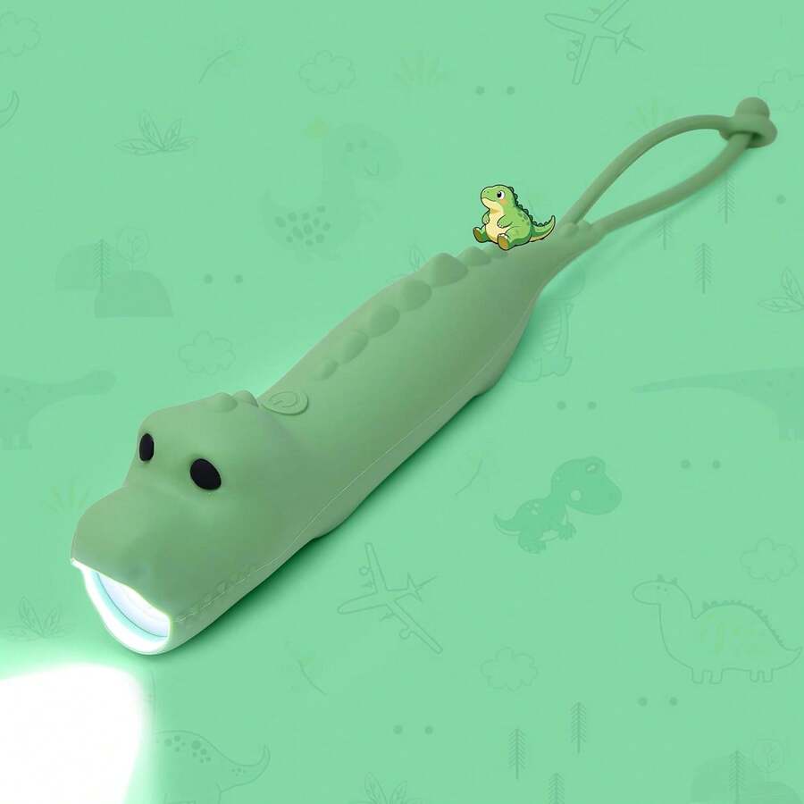 Linterna de Silicona con Forma de Dinosaurio, Luz Nocturna Recargable para Colgar, para Acampar, Paseos Nocturnos y Uso Doméstico, Linterna Portátil con Temática Animal