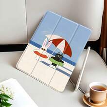 Stylish Tablet Case Featuring A Cute Bunny And Cat Beach Day Aesthetic Design, With A Pen Slot (Pen Not Included). This Protective Case Can Automatically Wake Up And Put Your Device To Sleep. .Holiday Accessories. - Nhiều màu - Xem 6