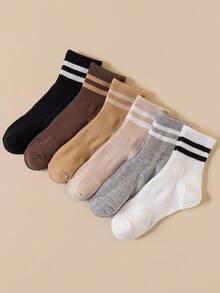 6 paia di calze a righe, calze alla caviglia minimaliste e alla moda, multicolore versatili, traspiranti, che assorbono il sudore, adatte per sport e uso casual, per tutte le stagioni - Multicolore - Visualizzare 4