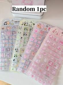 可爱方形水晶贴纸套装 - 闪亮3D钻石形自粘贴纸，适用于DIY手工、水瓶、日记本和文具 - color - 查看 11