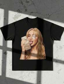 Local -65 Carpenter Money Girl Vintage T-Shirt Hip-Hop Music Shirt Short N Sweet Tour Tee Rapper Shirt Sabrina Merch Str - 黑色 - 查看 1