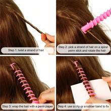 1 Pack (Approx. 20 Pcs) Hair Rollers Spiral Perm Curlers DIY Hair Styling Tools, No Heat Spiral Curlers Spiral Hair Styling Curler Accessories DIY Hair Styling Tools - Multicolor - View 2