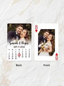 Personalized Wedding Poker Cards,Custom Photo & Text, Personalized Initials & Date Poker Deck With 14 Styles,Perfect For Bridal Party Gifts & Table Decor,Wedding Favors & Table Games,Calendar/Monogram/Photo Styles, Perfect For Wedding Souvenirs - Multicolor - View 31