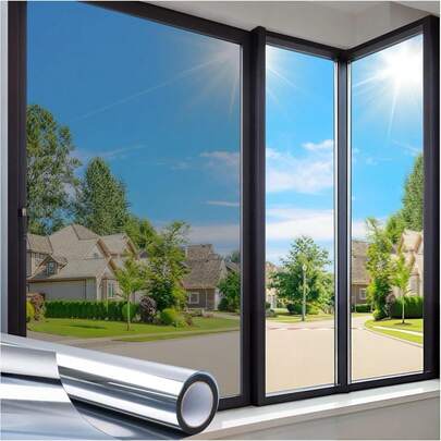 1Roll One Way Privacy Window Film With Tool Window Tint For Home Film See Out Not In Heat Control Sun Blocking Mirror Reflective Anti UV Covering For Home Office