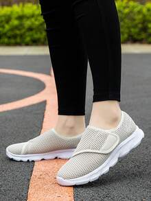 2025新款宽楦女鞋，网面透气休闲鞋，舒适防滑大码健步鞋，时尚百搭四季皆宜 - 米色 - 查看 3