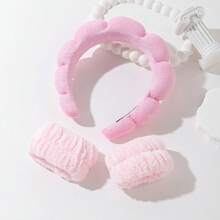 3 chiếc băng đeo cổ tay bằng sợi microfiber thời trang, kiểu dáng phồng, thích hợp cho việc rửa mặt, trang điểm, tắm, chăm sóc da. - Nhiều màu - Xem 13