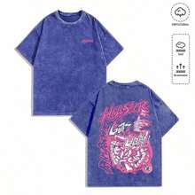 1pc EWH Men's Y2K Vintage Distressed Dark Gray Graphic T-Shirt - Hell Star Brand Edgy Graphic Tee ​   With Distressed Pink "HELL STAR" Logo & Abstract Organ Motif Back Print, 100% Cotton Super Soft & Breathable, Punk Rock Streetwear Gift 004-ABshirts Graphic Tee - Blue - View 8