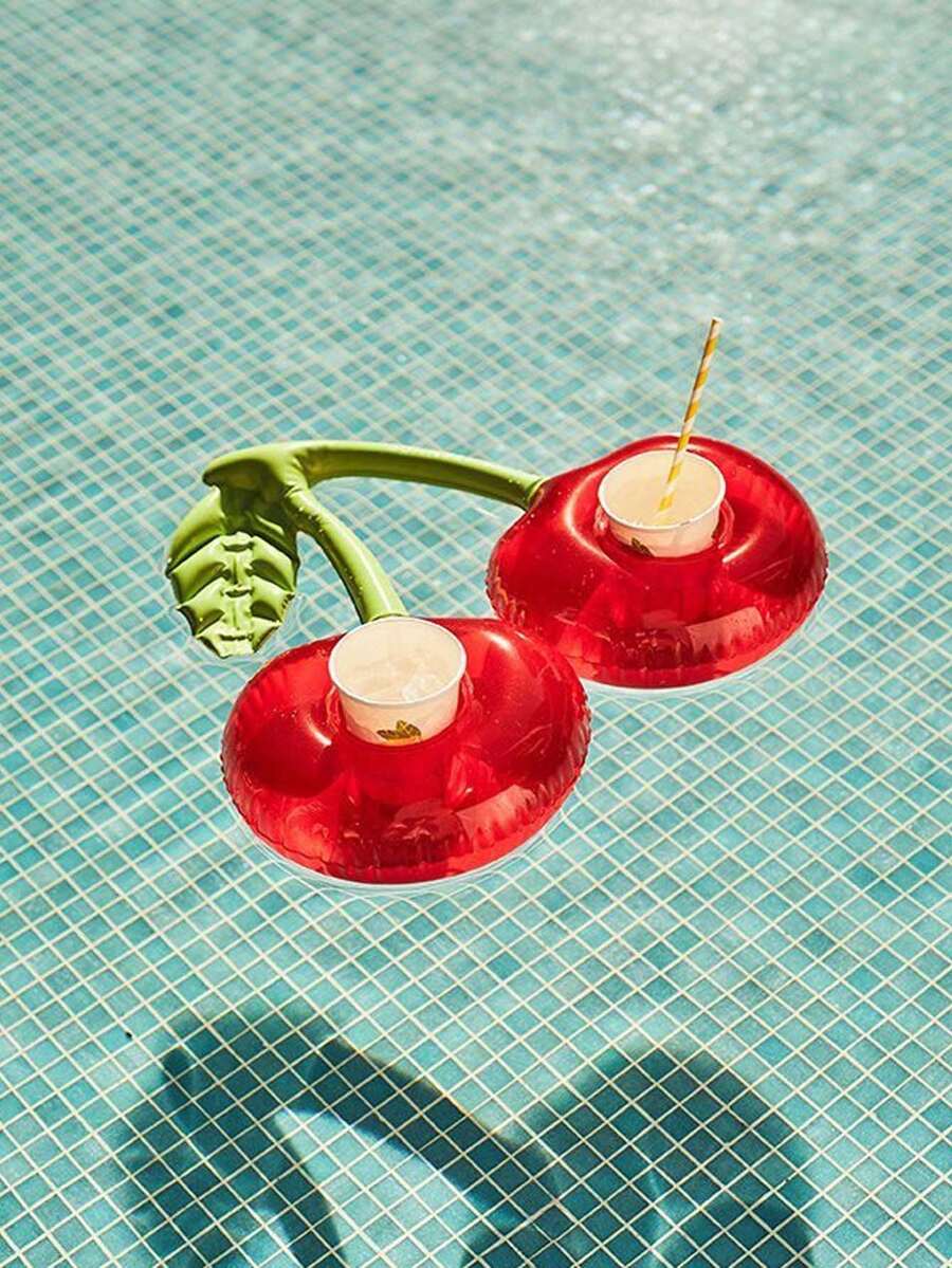 Giá đỡ cốc hình quả anh đào bơm hơi, giá đỡ đồ uống nước bơm hơi bằng PVC, giá đỡ cốc hình quả táo bơm hơi - Nhiều - Xem 1