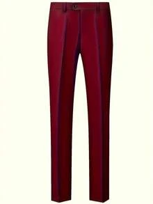 2pcs Men's High-End New Suit Set, Jacket And Pants, Suitable For Weddings And Parties - Burgundy - View 5