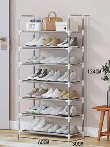 1pc 8-Layer Freestanding Stainless Steel Shoe Rack With Shoe Shelf, Storage Rack - 灰色 - 查看 9