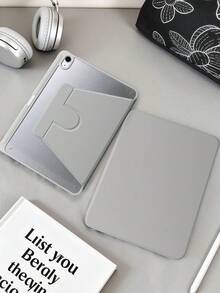 360°旋转透明亚克力折叠平板电脑保护套，兼容iPad Mini 6/Mini 7/Air/Air2/9.7/10.2/10.5/Air4/Air5/第十代/10.9/Pro11/Air11(M2)2025/Air13(M2)2024/Pro11(M4)2024/Pro13(M4)2024 12.9英寸/Air 13(M3)2025/Air 11英寸(M3)2025/(A16) 11英寸第十一代2025款。高透明度亚克力后盖，360°旋转支架，内置笔槽，软边全包设计，简约/休闲/经典平板电脑保护套。产品不含笔。 - 淺灰色 - 查看 1