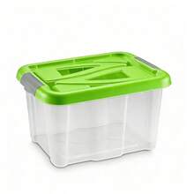 Hộp đựng đồ đa năng dung tích lớn được nâng cấp, có nắp đậy, hộp đựng đồ dày dặn 30L có khóa cài và tay cầm, hộp đựng quần áo kín chống ẩm có nắp đậy, màu sắc được giao ngẫu nhiên. - Xem 5