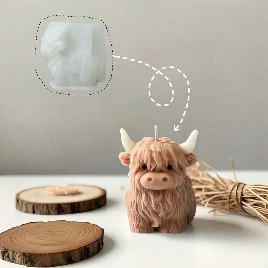 Khuôn nến tự làm, khuôn nến sáp hình bò, trang trí nhà cửa, khuôn tạo hương thơm, nhựa, thạch cao, khuôn silicon hình động vật - Khuôn nến hình bò Tây Tạng - Xem 1