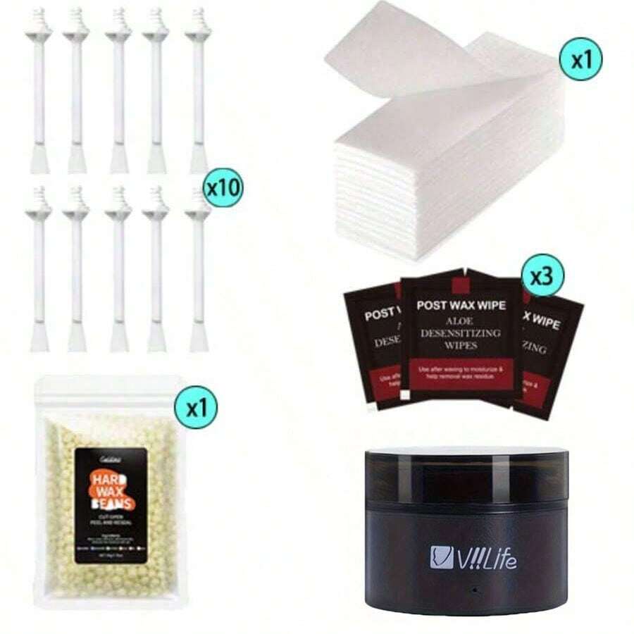 Galdino鼻毛脱毛蜡套装，男女通用，包含30支鼻毛脱毛蜡棒，无痛去除鼻毛和耳毛，USB快速加热迷你蜡罐，智能恒温设计 - 彩色 - 查看 1