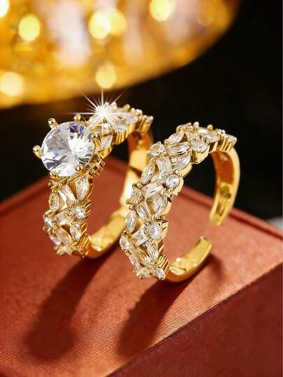 1 Set Luxury Horse Eye Rings For Women, Vintage Palace Style Open Ring, Unique Design Engagement/Wedding Rings, Suitable For Daily Wear, Gift, Dating