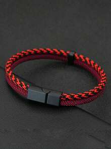 1 chiếc vòng tay nam màu đen có nam châm, dây bện nhiều màu sắc, phụ kiện cá nhân hóa. - Vòng tay khối màu - Xem 18