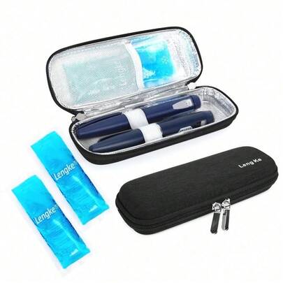  YOUSHARES Klein Insulin Kühltasche | TSA Insulin Pen Tasche mit 2 Kühlakkus | Für EpiPen, Spritzen & Diabetes-Zubehör | Reise Diabetiker Tasche hält Medikamente kühl (Navy blau)