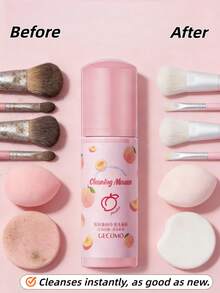 OEIEZ Peach Scented Makeup Sponge Cleansing Mousse, Deep Cleansing Makeup Sponge Cleanser, Gentle Brush Shampoo Suitable For Makeup Sponges And Puffs, Removes Waterproof Makeup, Cruelty-Free - Pink - View 2