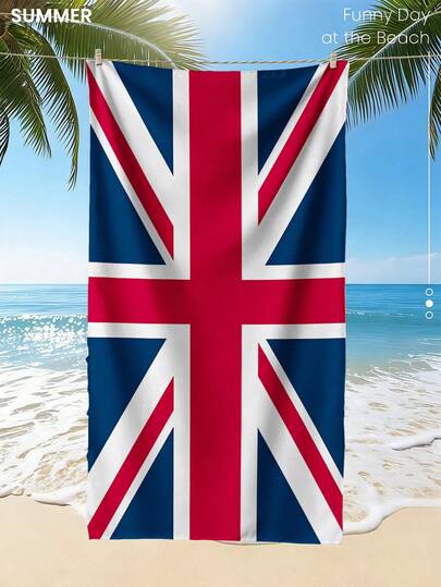 1条超大号英国国旗沙滩巾 - 多种尺寸可选。速干、柔软、便携、时尚；防沙、超强吸水，采用优质超细纤维制成。款式包括波西米亚风、热带风情、复古风、趣味风、瑜伽风和野餐风，并具有防紫外线功能。是海滩、泳池和户外活动的理想之选；旅行必备，也适合露营、瑜伽、健身、运动和游泳。男女皆宜。