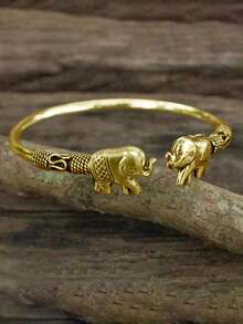 1 chiếc vòng tay kim loại mạ bạc thiết kế hình voi cổ điển, thích hợp cho nữ giới đeo hàng ngày và hẹn hò, món quà hoàn hảo cho bạn bè. - Màu Bạc Cổ - Xem 13