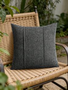 1/2 Piezas Funda de almohada estilo rústico de unicolor y diseño simple para cuadrada para decoración del hogar en sala de estar, dormitorio, sofá o cojín de coche (sin relleno de almohada) - Gris Oscuro - Ver 8