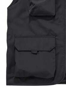 Rompi Olahraga Luar Ruangan Pria untuk Mendaki Gunung dengan Banyak Kantong, Jaket Olahraga Kasual Longgar, Warna Hitam untuk Musim Semi & Gugur dan Musim Panas - Hitam - View 4