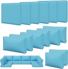 Aoxun 14pcs Patio Cushion Covers, Waterproof Outdoor Furniture Cushion Covers With Zipper And Non-Slip Bottom, Patio Sofa Couch 3 Sizes Patio Sectional, Covers Only (Beige) 3IW2 - Màu xanh da trời - Xem 9