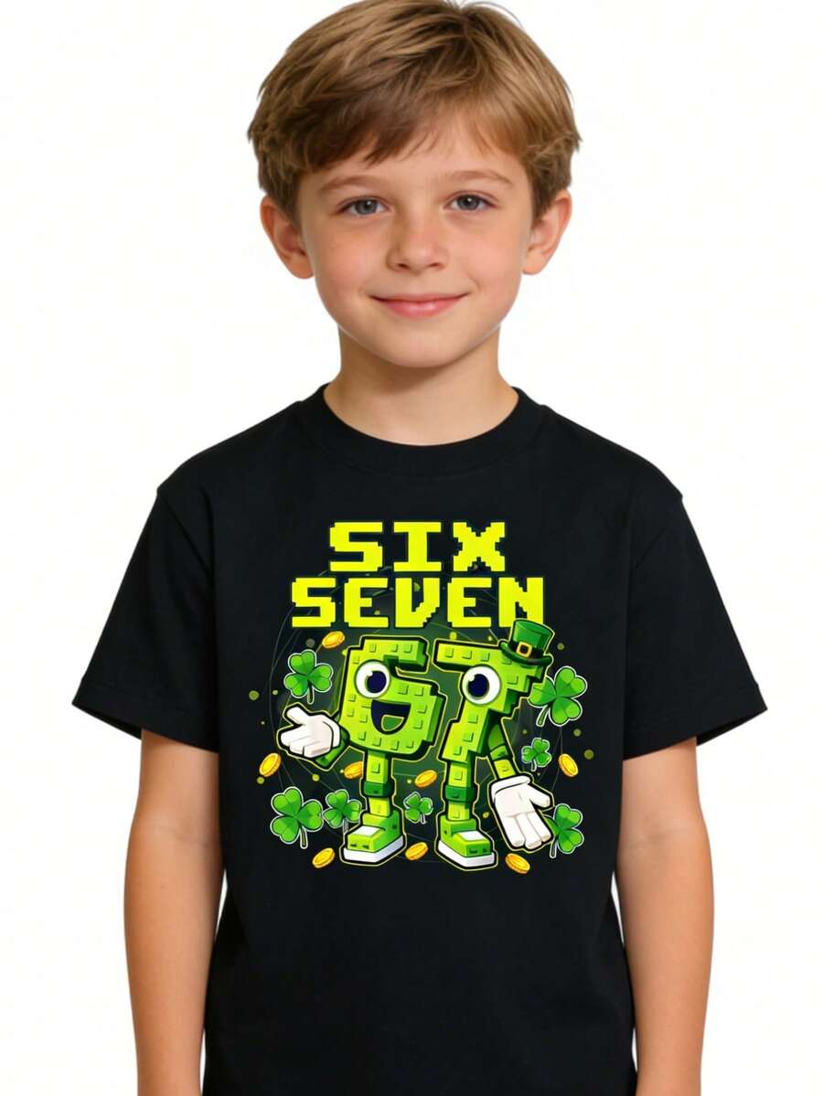 Six Seven 67 Italian Brainrot Men Women Kid T-Shirt,Daily Outfit - 黑色 - 查看 1