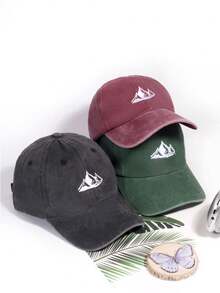 1pc Men's Mountain Embroidery Pattern Lightweight Breathable Adjustable Strap Baseball Cap, Suitable For Outdoor Leisure, Personalized Fashion, Beach, Camping, Travel, Daily And Formal Occasions - Machine Washable Unisex Baseball Cap,Summer,Holiday - Embroidered Mountain Baseball Cap - View 3