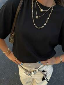 Áo thun nữ tùy chỉnh, thêm hình ảnh của riêng bạn (phong cảnh, huy hiệu, ảnh cặp đôi, ảnh gia đình, ảnh tự chụp, ảnh thú cưng, v.v.) - màu đen - Xem 3