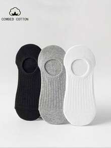 3 đôi tất cổ chân cổ điển màu đen trắng, chất liệu cotton chải kỹ, thoáng khí, chống trơn trượt, hoàn hảo cho giày thể thao. - Nhiều màu - Xem 5